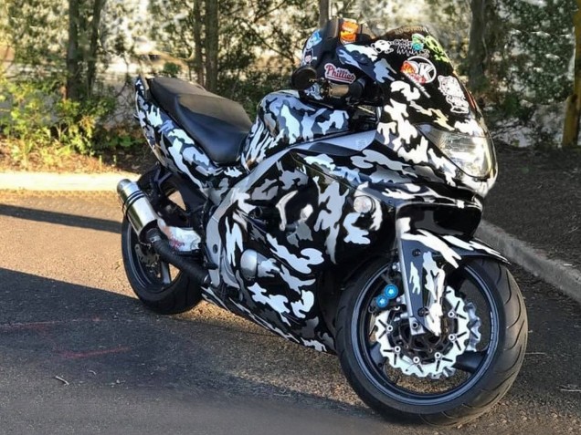 Migliori Carena Moto Yamaha YZF600R Thundercat 1996-2007 - Nero Bianco Grigio Camouflage