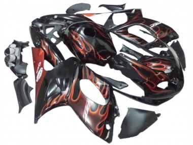 Migliori Carena Moto Yamaha YZF600R Thundercat 1996-2007 - Nero Arancione Scuro Fiamma