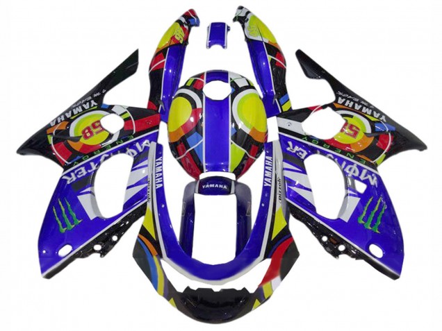 Migliori Carena Moto Yamaha YZF600R Thundercat 1996-2007 - Blu Nero Bianco Giallo Mostro 46