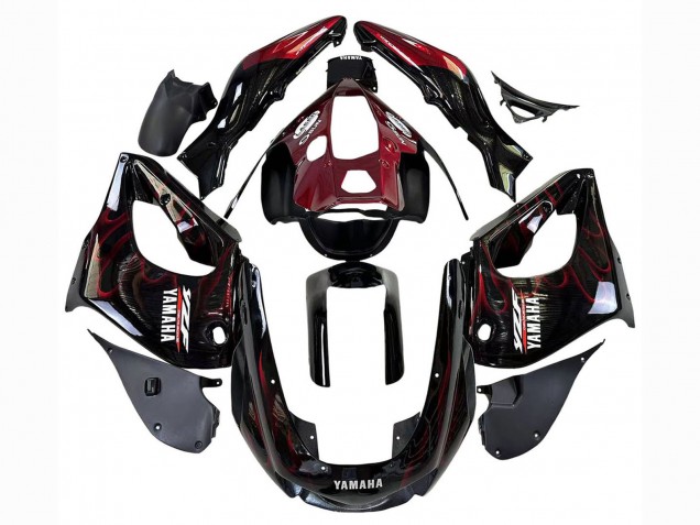 Migliori Carena Moto Yamaha YZF 1000R Thunderace 1997-2007 - Nero Rosso Scuro Fiamma