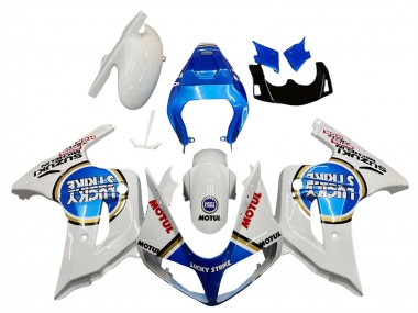 Migliori Carena Moto Suzuki SV650 2003-2013 - Bianco Blu Lucky Strike Motul