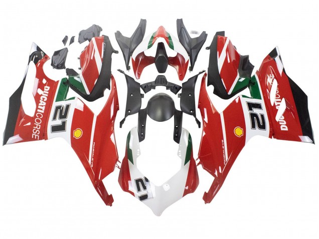 Migliori Carena Moto Ducati Panigale V2 2020-2024 - Bianco Rosso Verde Nero Opaco Corse 21