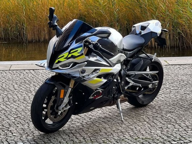 Migliori Carena Moto BMW S1000RR 2023-2024 - Argento Giallo Fibra di Carbonio