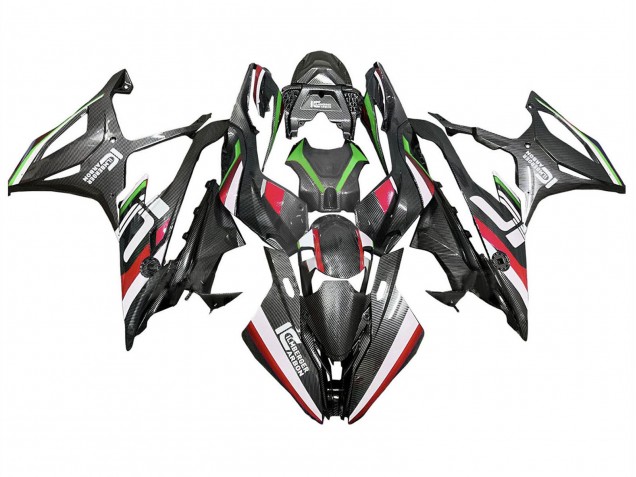Migliori Carena Moto BMW S1000RR 2019-2022 - Nero Rosso Verde Fibra di Carbonio