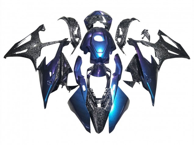 Migliori Carena Moto BMW S1000RR 2019-2022 - Pendenza Blu Viola Forgiato Fibra di Carbonio