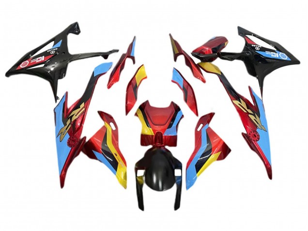 Migliori Carena Moto BMW S1000RR 2019-2022 - Azzurro Chiaro Rosso Oro