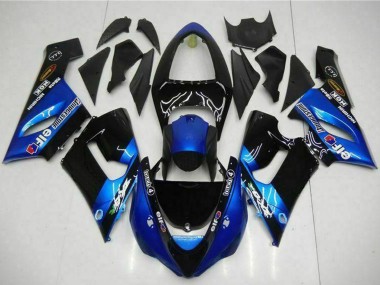 Migliori Carena Moto Kawasaki ZX6R 2005-2006 - Blu Nero Lucido Elf