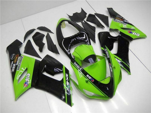 Migliori Carena Moto Kawasaki ZX6R 2005-2006 - Verde Nero Lucido Elf