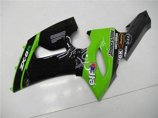 Migliori Carena Moto Kawasaki ZX6R 2005-2006 - Verde Nero Lucido Elf