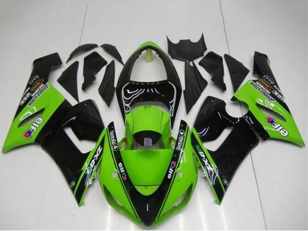Migliori Carena Moto Kawasaki ZX6R 2005-2006 - Verde Nero Lucido Elf