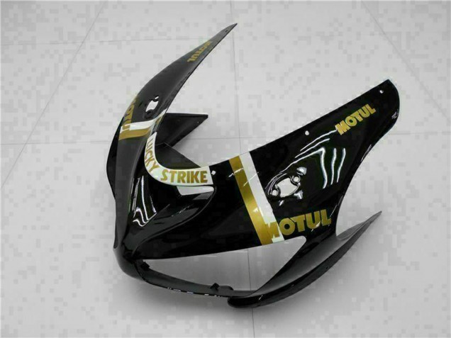Migliori Carena Moto Kawasaki ZX6R 2005-2006 - Nero Lucido Bianco Oro Lucky Strike