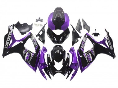 Migliori Kit Carena Moto Suzuki GSXR 600 / GSXR 750 2006-2007 - Viola Nero Lucido