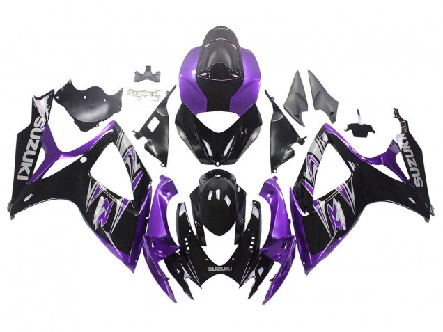 Migliori Kit Carena Moto Suzuki GSXR 600 / GSXR 750 2006-2007 - Viola Nero Lucido