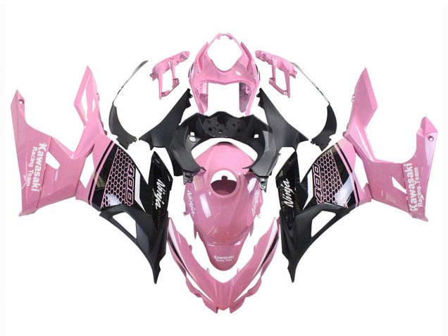 Migliori Carena Moto Kawasaki Ninja 400 2018-2024 - Rosa Nero Opaco Honeycomb