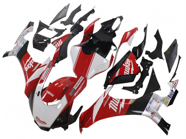 Migliori Carena Moto Yamaha YZF 1000 R1 2020-2025 - Bianco Rosso Nero Milwaukee