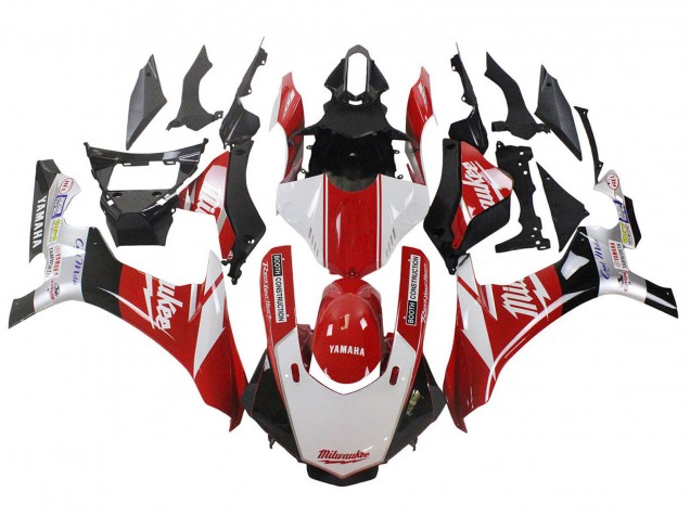 Migliori Carena Moto Yamaha YZF 1000 R1 2020-2025 - Bianco Rosso Nero Milwaukee