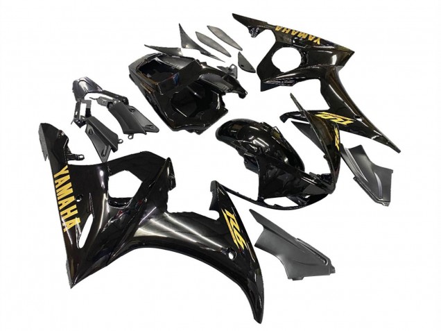 Migliori Carena Moto Yamaha YZF R6 2003-2004 - Nero Lucido Oro Decals