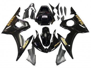 Migliori Carena Moto Yamaha YZF R6 2003-2004 - Nero Lucido Oro Decals
