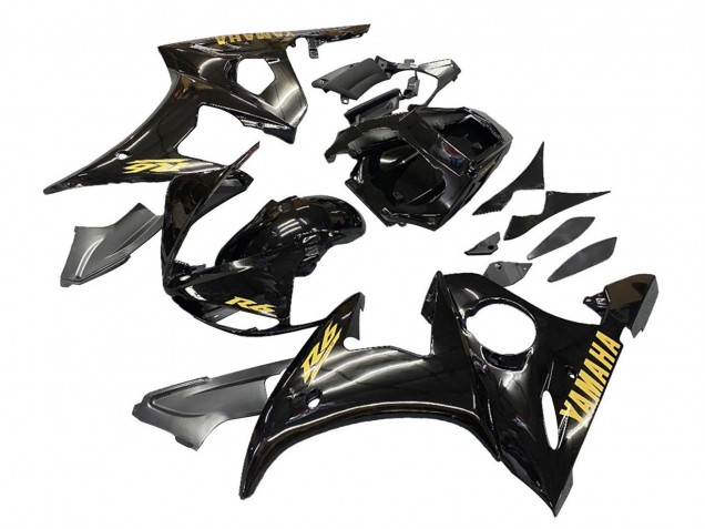 Migliori Carena Moto Yamaha YZF R6S 2006-2009 - Nero Lucido Oro Decals