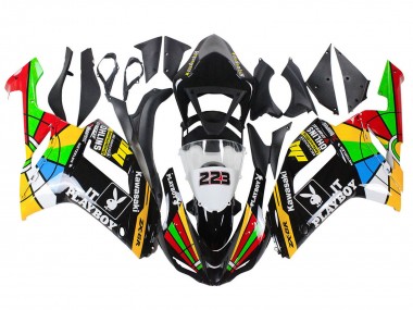 Migliori Carena Moto Kawasaki ZX6R 2007-2008 - Colorato Playboy 223