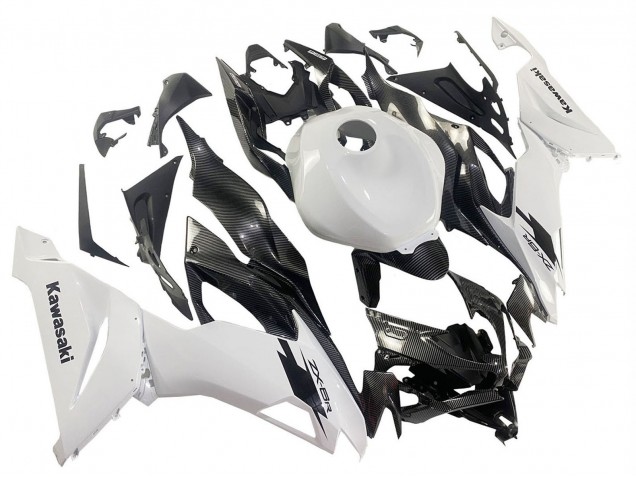 Migliori Carena Moto Kawasaki ZX6R 2019-2022 - Bianco Nero Fibra di Carbonio