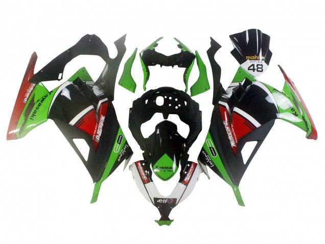 Migliori Carene Moto Kawasaki EX300 2013-2017 - Verde Bianco Rosso Nero Elf