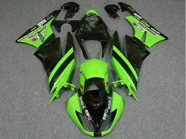 Migliori Carena Moto Kawasaki ZX6R 2009-2012 - Verde Nero Lucido Elf Touch4 Bridgestone