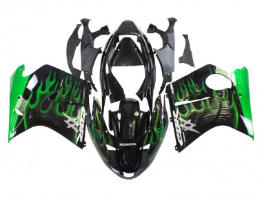 Migliori Carena Moto Honda CBR1100XX Blackbird 1996-2007 - Nero Lucido Verde Fiamma