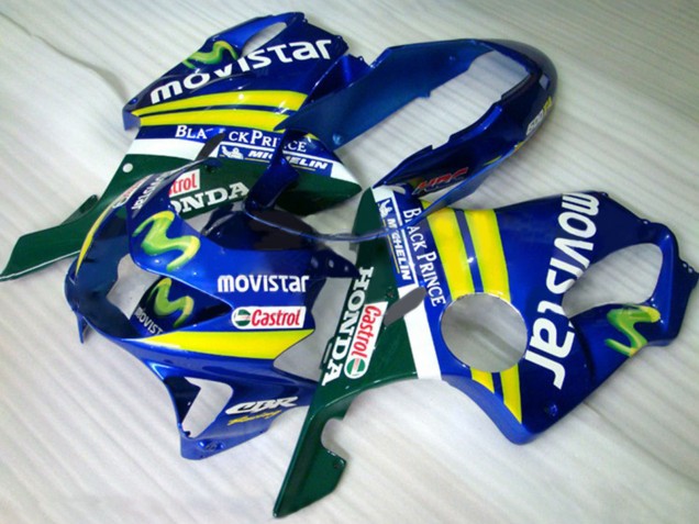 Migliori Carena Moto Honda CBR600 F4 1999-2000 - Blu Giallo Verde MoviStar Castrol