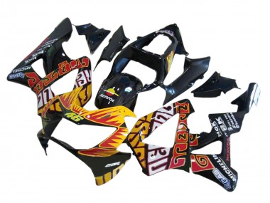 Migliori Carena Moto Honda CBR900RR 929 2000-2001 - Nero Lucido Arancia Repsol Rossi