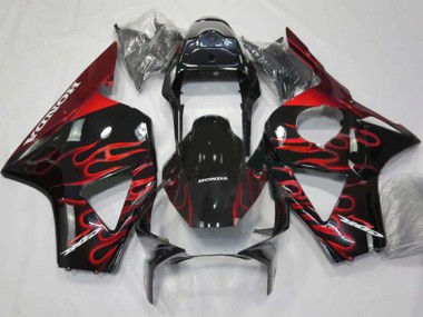 Migliori Carena Moto Honda CBR900RR 954 2002-2003 - Nero Lucido Rosso Fiamma