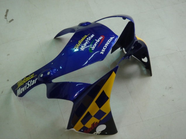 Migliori Carena Moto Honda CBR900RR 954 2002-2003 - Blu Giallo Nero Lucido Telefumica MoviStar Castrol