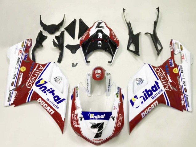Migliori Carena Moto Ducati 848/1098/1198 2007-2014 - Bianco Rosso Blu Unibat 7