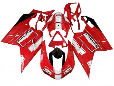 Migliori Carena Moto Ducati 848/1098/1198 2007-2014 - Bianco Rosso Nero Lucido Marlboro