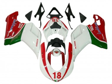 Migliori Carena Moto Ducati 848/1098/1198 2007-2014 - Bianco Rosso Verde 18