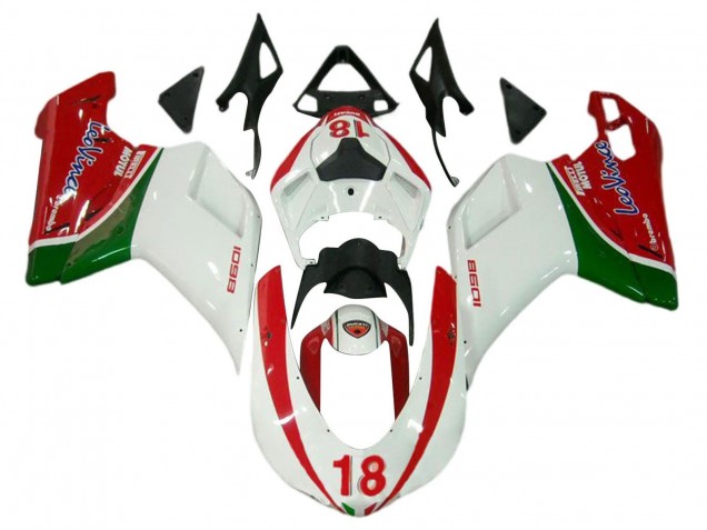 Migliori Carena Moto Ducati 848/1098/1198 2007-2014 - Bianco Rosso Verde 18