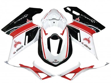 Migliori Carena Moto Ducati 1198 2007-2014 - Bianco Rosso Nero Lucido
