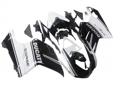 Migliori Carena Moto Ducati 848/1098/1198 2007-2014 - Bianco Nero Lucido Corse
