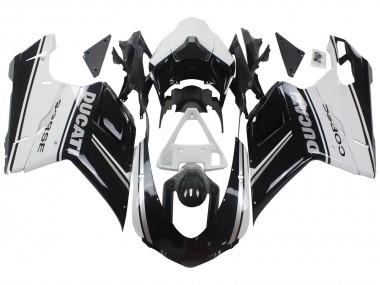 Migliori Carena Moto Ducati 848/1098/1198 2007-2014 - Bianco Nero Lucido Corse