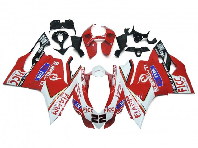 Migliori Carena Moto Ducati 1199 2011-2014 - Bianco Rosso Nero Lucido Fiamm Ficc 22