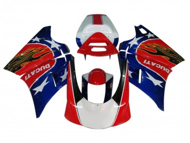 Migliori Carena Moto Ducati 748/916/996/998 1993-2005 - Bianco Rosso Blu Nero Lucido Fiamma