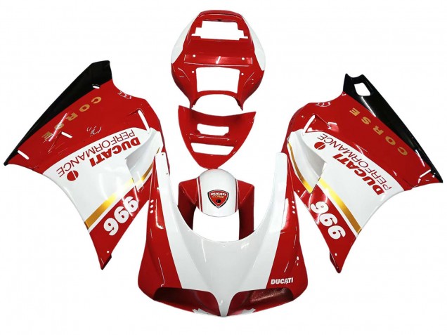 Migliori Carena Moto Ducati 996 1993-2005 - Bianco Rosso Oro Nero Lucido Corse Performance