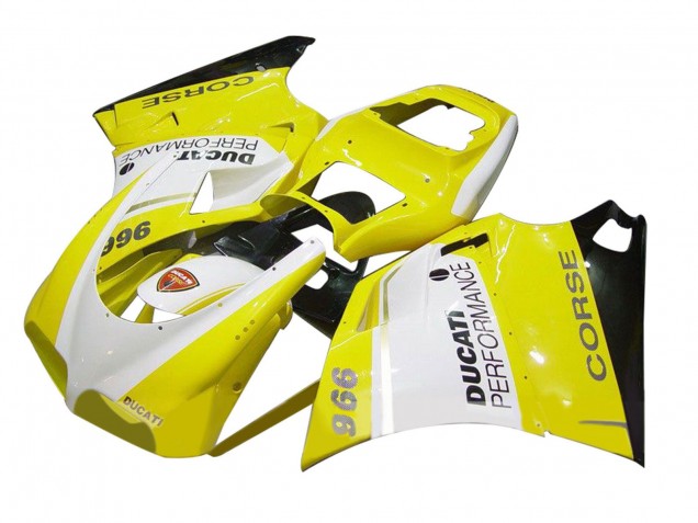 Migliori Carena Moto Ducati 996 1993-2005 - Bianco Giallo Nero Lucido Corse Performance