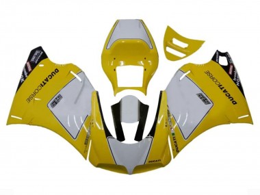 Migliori Carena Moto Ducati 996 1993-2005 - Bianco Giallo Nero Lucido Corse Performance