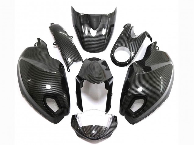 Migliori Carena Moto Ducati Monster 696 796 1100 1100S 2008-2012 - Nero Fibra di Carbonio Stile