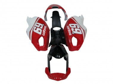 Migliori Carena Moto Ducati Monster 696 796 1100 1100S 2008-2012 - Bianco Rosso Nero Lucido 69