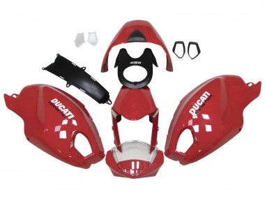 Migliori Carena Moto Ducati Monster 696 796 1100 1100S 2008-2012 - Rosso Bianco