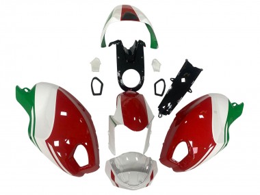 Migliori Carena Moto Ducati Monster 696 796 1100 1100S 2008-2012 - Bianco Rosso Verde
