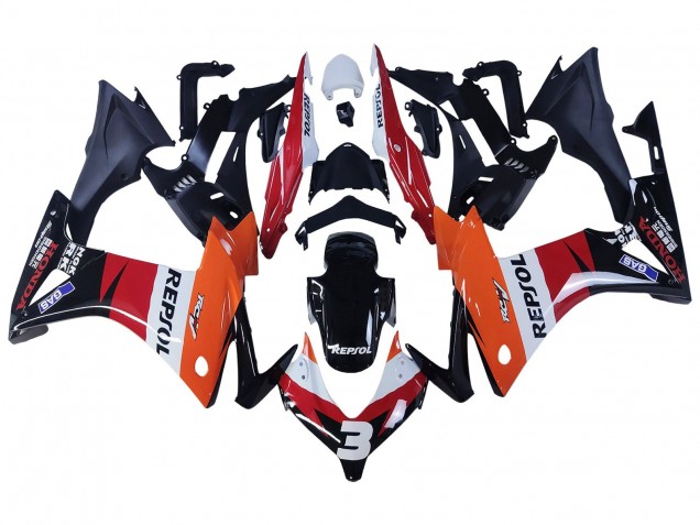 Migliori Carena Moto Honda CBR500R 2013-2015 - Arancia Bianco Rosso Nero Lucido Repsol 3