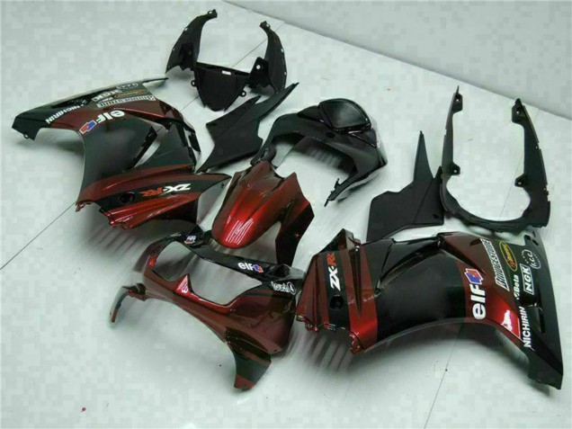 Migliori Carena Moto Kawasaki EX250 2008-2012 - Nero Lucido Rosso Bordeaux